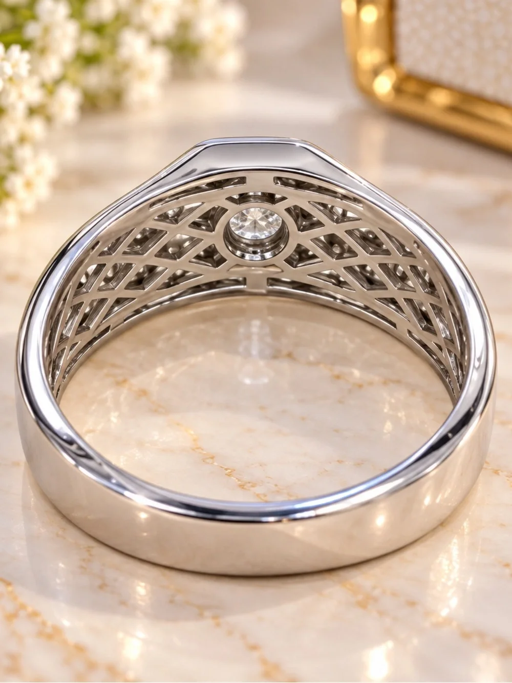 1-6 CT Men's Moissanite Engagement Ring Sterling Silver